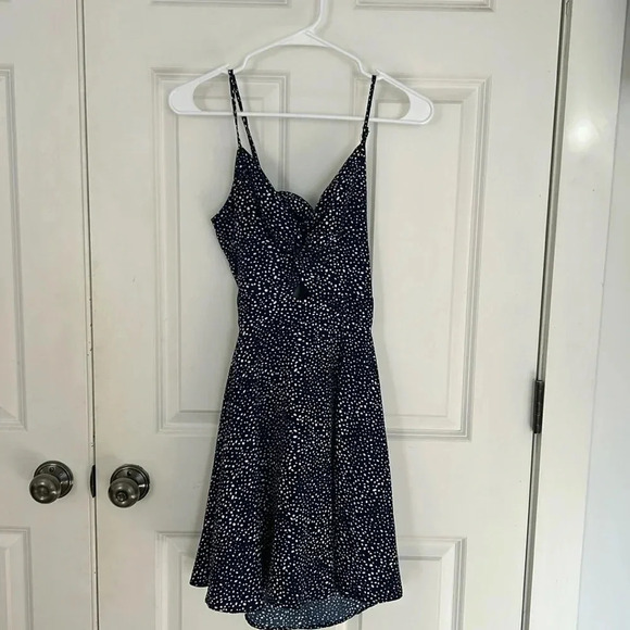 Shein blue polkadot strap dress size small adjustable straps open back sundress - Picture 1 of 6